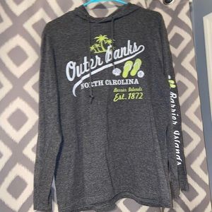 outer banks, draw string and hood — gray/lime